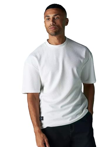 Image of Maniac || Mens || Solid || Round Neck || Half Sleeve || Seersucker || Cottonblend || Oversized || T-Shirt