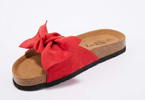 Image of FISACE Womens Bow Flat Sandals Flip Flops Slide Sandals Summer Beach Shoes