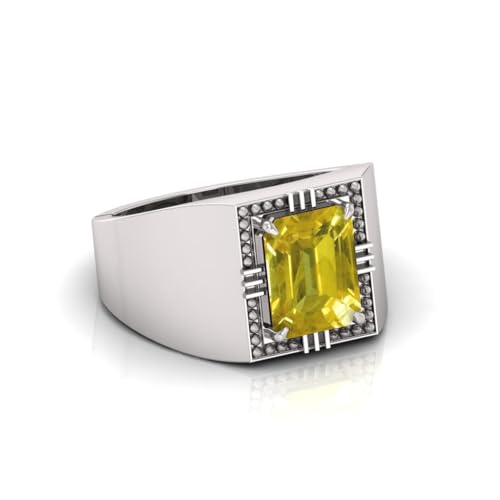 Bague saphir jaune naturel idée cadeau bague argent mixte S-B0CV1WB6