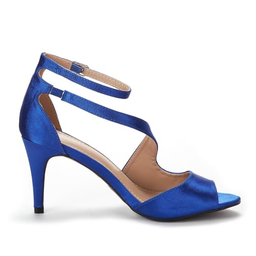 Image of DREAM PAIRS Women's Open Toe Stiletto Elegant Sandals | Open Toe Ankle Strap Dress Heels, Comfort Formal High Heels for Wedding, Date Night and Party Occasions