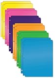 Better Office Products 3 Hole Punch Pocket Folders, Heavyweight Plastic 2 Pocket Folders, Bulk Pack, Assorted Bright Neon Colors, Letter Size, with Business Card Slot (12 Pack)