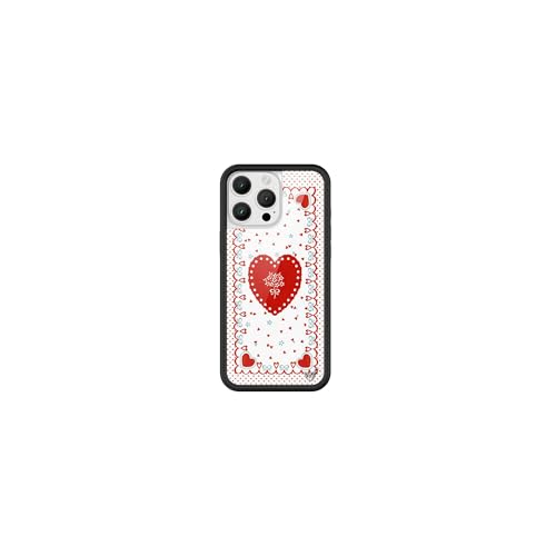 Image of Wildflower Cases - Compatible with iPhone 16 Pro Max | Protective Black Bumper, 6.5ft Drop Test Certified, Women Owned Small Business | Red White Hearts Love Aesthetic Trendy Cute | Lovers Lane