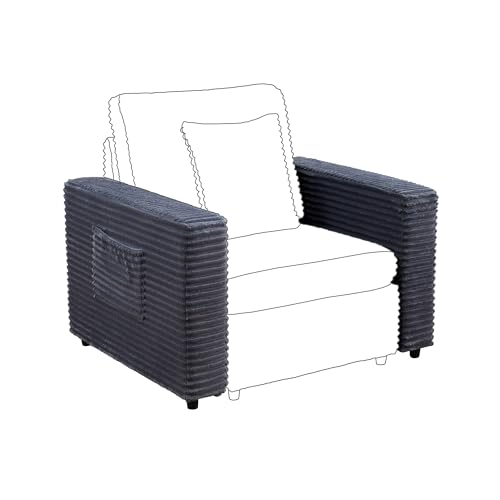 Image of RARZOE Modular Sectional Couch Armrests Module, Corduroy Armrests Modular Sofa Side Part for Living Room Modular Sectional Sofa Couch, Grey