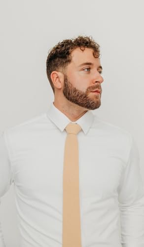 Image of DAZI Men's Skinny Tie, Cotton Wool Linen Necktie, Great for Weddings, Groom, Groomsmen, Missions, Dances, Gifts.