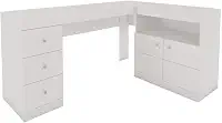 Mesa De Canto Em L Escritório Computador Job Branco Caemmun