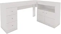 Mesa De Canto Em L Escritório Computador Job Branco Caemmun