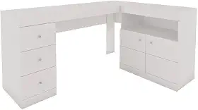 Mesa De Canto Em L Escritório Computador Job Branco Caemmun