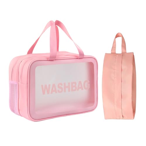 1 -Parte De Los Artículos De Viaje Y La Bolsa De Almacenamiento De 1 Parte, La Bolsa De Maquillaje Translúcido, La Bolsa De Mango Portátil, La Bolsa De Extremo De Los Cosméticos.