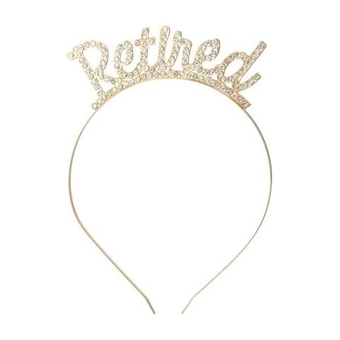 Pejlnd Retired Gold Rhinestone Tiara Crown Headband - 1Pcs Hairband for Retirement Party Supplies, Retirement Gifts for Women Cover
