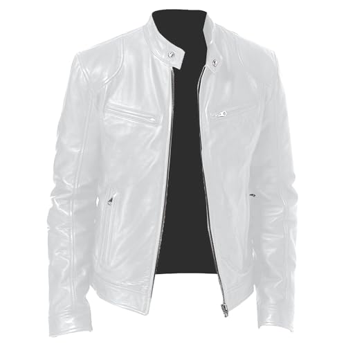 Chaqueta de cuero sintético para hombre estilo vintage miniatura 2