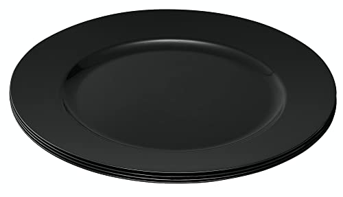13'' Charger Plates Black Plastic Heavy Duty Disposable Dinner Chargers Serveware Dishes Platters Tableware Pack of 12
