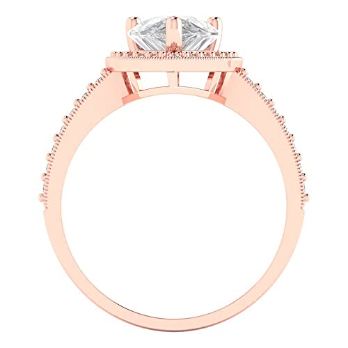 Clara Pucci 2.36 ct Brilliant Pear Cut Synthetic Moissanite 14k Rose Gold Halo Solitaire W/Accents anniversary Wedding Engagement Ring4