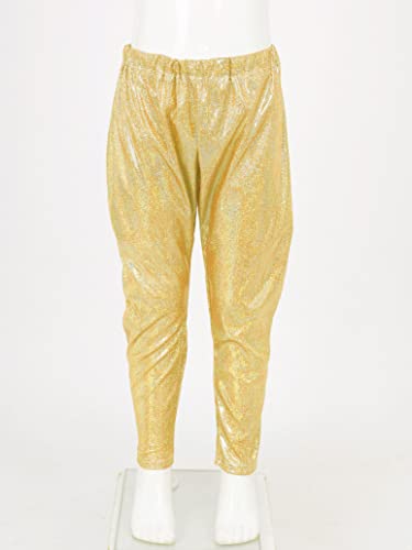 Girls Kids Sequin Metallic Elastic Waistband Trousers Little Boys Hip Hop Jazz Streetwear Dance Sports Trousers Gold 9-10 Years3