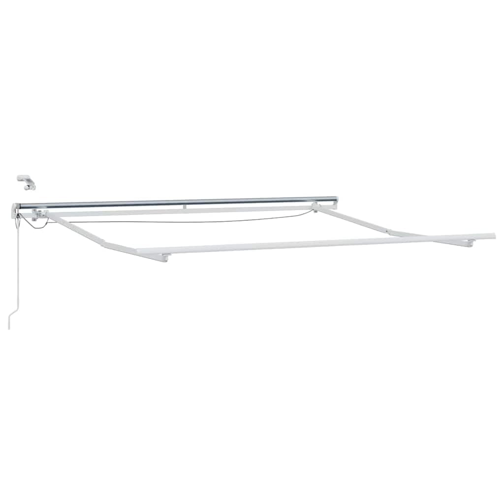 Rama markizy z listwami świetlnymi LED, biała, 350 x 250 cm, aluminiowa, zwijana, odporna na warunki atmosferyczne, idealna jako zadaszenie tarasu i ochrona przed słońcem na balkon