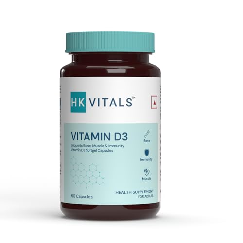 HealthKart HK Vitals Vitamin D3 (600 IU), with Sunflower Oil, Promotes Calcium Absorption, Bone Health, Muscle Strength & Immunity, 60 Vitamin D Capsules HealthKart HK Vitals Vitamin D3 (600 IU), with Sunflower Oil, Promotes Calcium Absorption, Bone Health, Muscle Strength & Immunity, 60 Vitamin D Capsules
