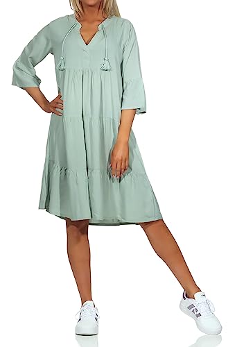 Eight 2 Nine Damen Viskose Kleid LETN-067 Knielang mit 3/4-Ärmeln Jadeite Green S
