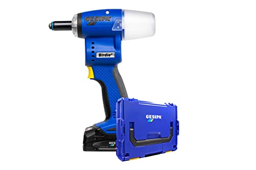 Gesipa Birdie Blindnietgerät (inkl. 1x Akku 2,0 Ah, 18V und Ladegerät in L-Boxx, leichtes Akkunietgerät, 10.000 N Setzkraft, Blindniete bis Ø 5 mm aller Werkstoffe) 1746720
