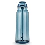 REDUCE Water Bottle – Hydrate Water Bottle, 50oz – Hygienic Flip Top Lid, Integrated Straw and Carry Handle – Leak Proof, Cupholder Friendly – Flip, Sip and Go – Dark Web, Tritan Plastic