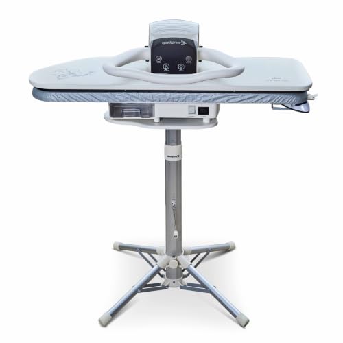 Speedypress Prensa de planchado de vapor 91HD blanca resistente profesional 91 cm con soporte (accesorio de hierro gratis, filtro de agua antiescala, cubierta de repuesto y fieltro de espuma)