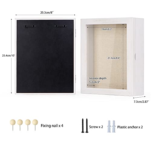 Love-KANKEI 3D-fotolijst, 20 x 25 cm, houten objectlijst om te vullen, schaduwbox, frame met 4 spelden, cadeau voor familie, vrienden enz. (wit) - Image 6