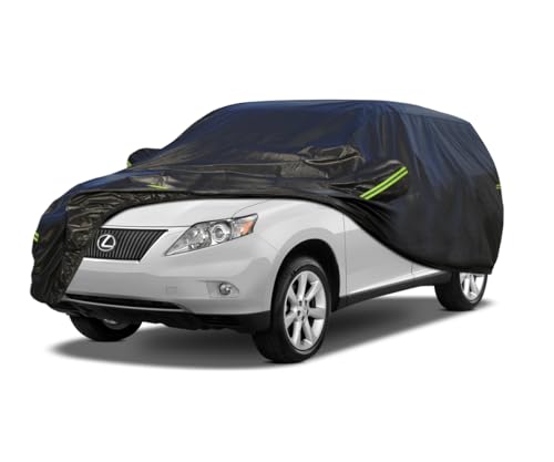 Image of KouKou Waterproof SUV Car Cover Suitable for Lexus RX300 /330 /350 /350L /450 from 2003 to 2025, 7 Layers Windproof All Weather Waterproof Outdoor Cover Sun Rain UV Dust Snow Protection. Black
