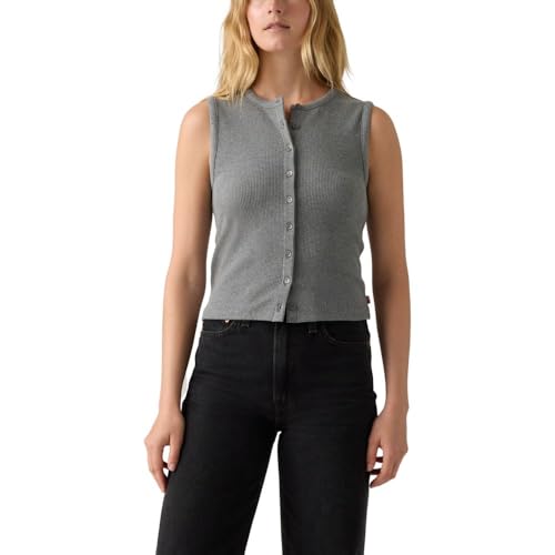 Levi's Women's Rory Sleeveless Button Up, (New) Dark Heather Gray, Medium