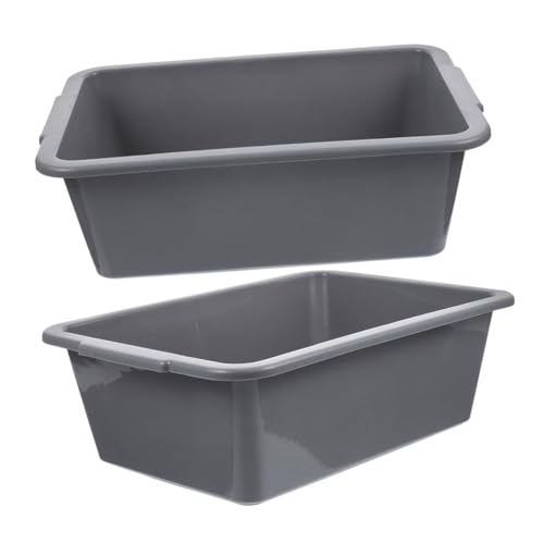 CLISPEED 2 piezas Cesta Rectangular de Plástico PP Resistente con Asas Cubeta Multiusos para Almacenamiento y Lavado Restaurantes Cafeterías y Uso Comercial de Unidades