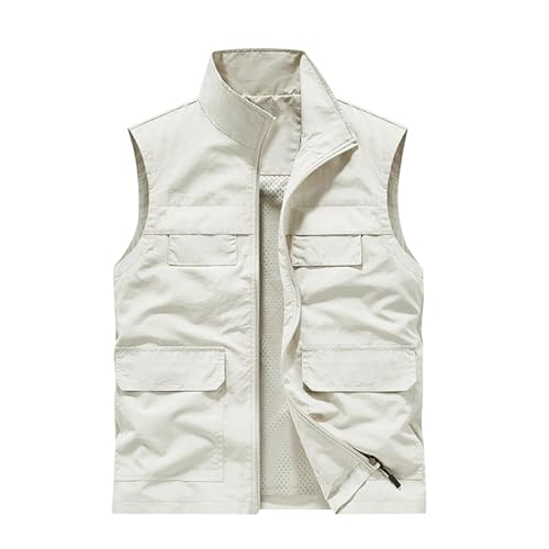 Men's Softshell Vest Quick Dry Outdoor Multi Pockets Fishing Utility Cargo Vests Sleeveless Jacket Travel Hiking Golf