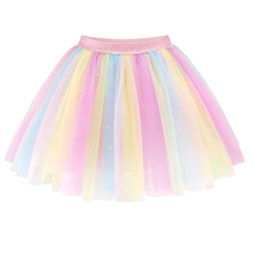 Stelle Tutu for Toddler Girls 3 Layers Tulle Skirt Rainbow Tutu for Ballet Dance Princess Dress Up Skirts (Unicorn XS)
