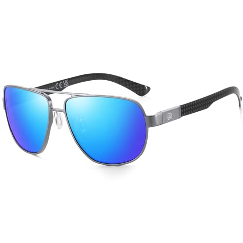 Image of DUCO Aviator Sunglasses for Men Women Carbon Fiber Polarized Sunglasses Men UV Protection for Driving Golf Fishing 3051