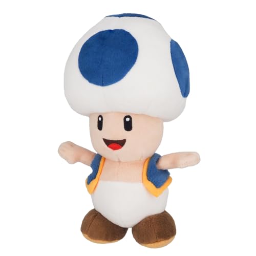 Super Mario All Star Collection Blue Toad, 8-Inch Plush