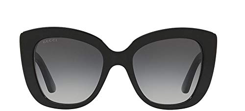 Gucci Women's GG0327S Sunglasses, Black-Black-Grey, 52, Black-black-grey, 522