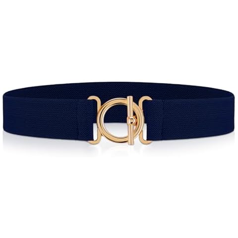 Amaxiu Women Elastic Belt, Invisible Stretch Ladies Belts with Gold Flat Buckle Skinny Waist Belt For Jeans Pants Dresses(Blue) Cover
