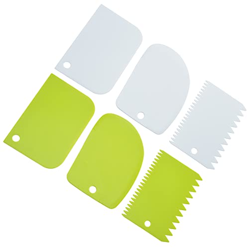 CHAMEEN Dough Scraper Card Set Dough Card Dough Spatula Made of Plastic Simple Dough Card Dough Cutter for Bread Baking Cake Cakes Green White