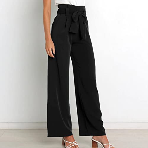 Women's Wide Leg Pants High Elastic Waisted in The Back Business Work Trousers Long Straight Suit Pants2