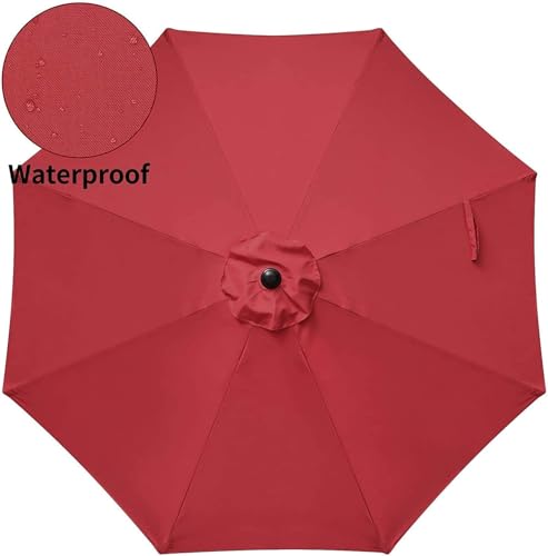 Simple Deluxe 9ft Outdoor Market Table Patio Umbrella with Button Tilt, Crank and 8 Sturdy Ribs for Garden, Deck, Lawn, Backyard & Pool, Red image 7