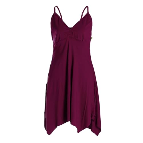 Vishes Damen Sommerkleid mit Spaghettiträgern in Dunkelrot I Größe 3XL (46) I Handgefertigt aus 100% Baumwolle I Träger-Kleid I Ideal für...
