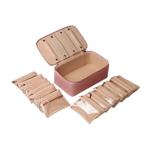 Misright Portable Leather Jewelry Chest With Clear Zippered Pocket Accessories Organiser Box Fashionable Accessories Storage Case