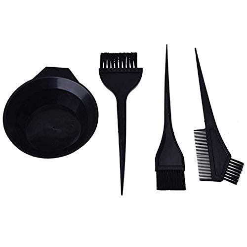 AVNISH Hair Colouring Salon Tool Kit, Dye Brushes with Bowl for Salon and Home Use for Men and Women (1 Hair Color Mixing Bowl-3 Hair Dye Brushes) Black 1