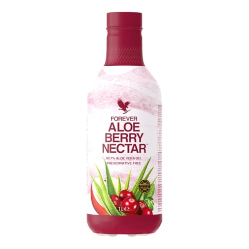 Forever Living Products Aloe Berry Nectar PET, 1000 ml, gel de aloe vera con sabor a arándano y manzana, gel de aloe vera con 90.7% de hoja interior pura, sin conservantes añadidos, sin gluten
