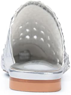 ANN CREEK Mule Shoes for Women Closed Pointed Toe Ladies Slip On Gold Loafers Slides Flat Mules Backless Mule Shoes Low Heel Slip On Slides Silver - 7.5 | Image 3