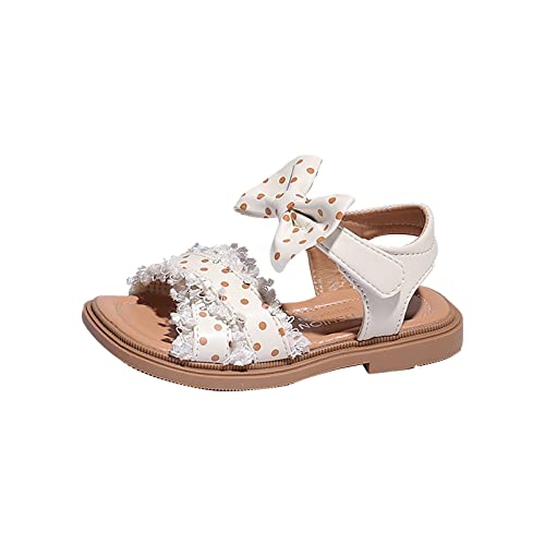 Toddler Kids Girl Open-toe Casual Sandal Low Heel Hook & Loop Ankle Strap Bow Soft Sole Party Dress Shoes