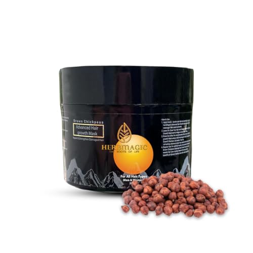 HERBMAGIC Natural Brown Chickpeas Hair Growth Mask - Hairfall Control, Hair Growth, Smoothening Shine, Suitable For All Hair Scalp Types Ayurvedic Hair Growth Mask For Men, Women 200ml Brown