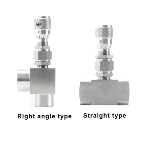 Válvula de aguja para evitar fugas y regular flujo, codo 90° acero inoxidable G 1/4 3