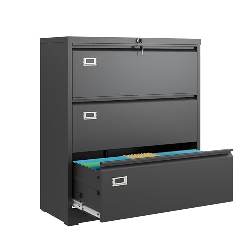 Image of DEVAISE 3 Drawer Lateral File Cabinet for Home Office, Assembly Required