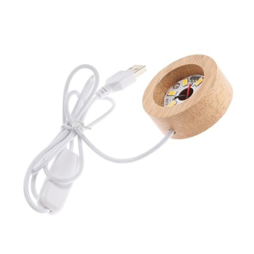 Garneck Led-sockelleuchte Für Kristallkugel Holzsockel Mit Integriertem Licht Display-basis Für Glaskunst Acryl-objekte Und Kristallfiguren Runder...