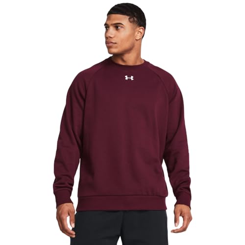 Under Armour Men's Rival Fleece Crew, (609) Maroon / / White, Medium Tall