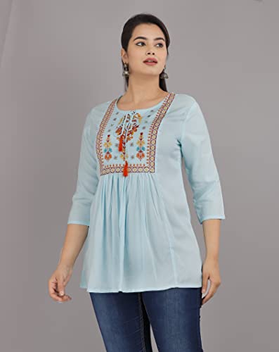 Image of Ganga febtex Women's Rayon Embroidered Short Kurti /Tops