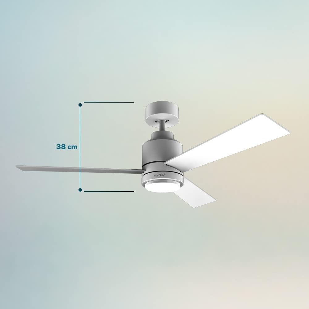 Cecotec Ventilatore da soffitto con luce EnergySilence Aero 4850 Style White. 30 W, diametro 48" con 3 pale, telecomando, motore DC, 6 velocità, modalità Winter-Summer e Natural Breeze
