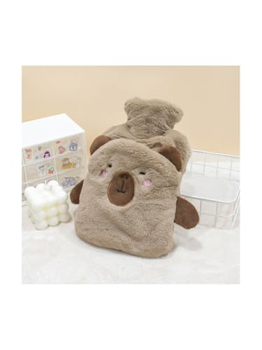 Image of Heating Water Bag For Pain Relief Hot Pack Portable Cartoon Cute Hot Water Bag with Soft Cover Heating Pad For Menstrual /Back Pain Period Cramps Therapy - 1L (BROWN - Bear)